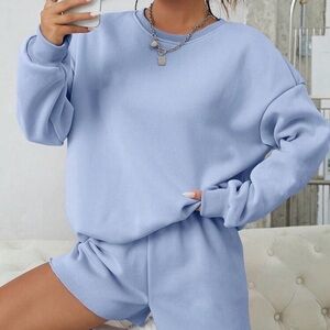 SHEIN Light Blue Sweatshirt and Shorts Set